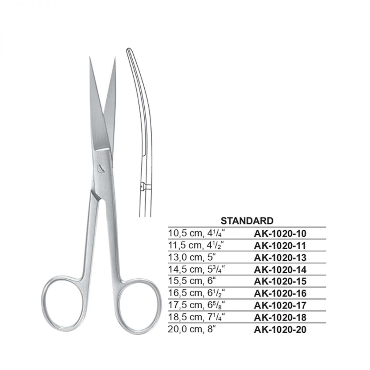 Operating Scissors Curved Sharp-sharp